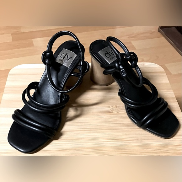 Dolce Vita Black Strappy Heels with Wooden Block Heel 6.5 (New without Box) - Picture 1 of 4